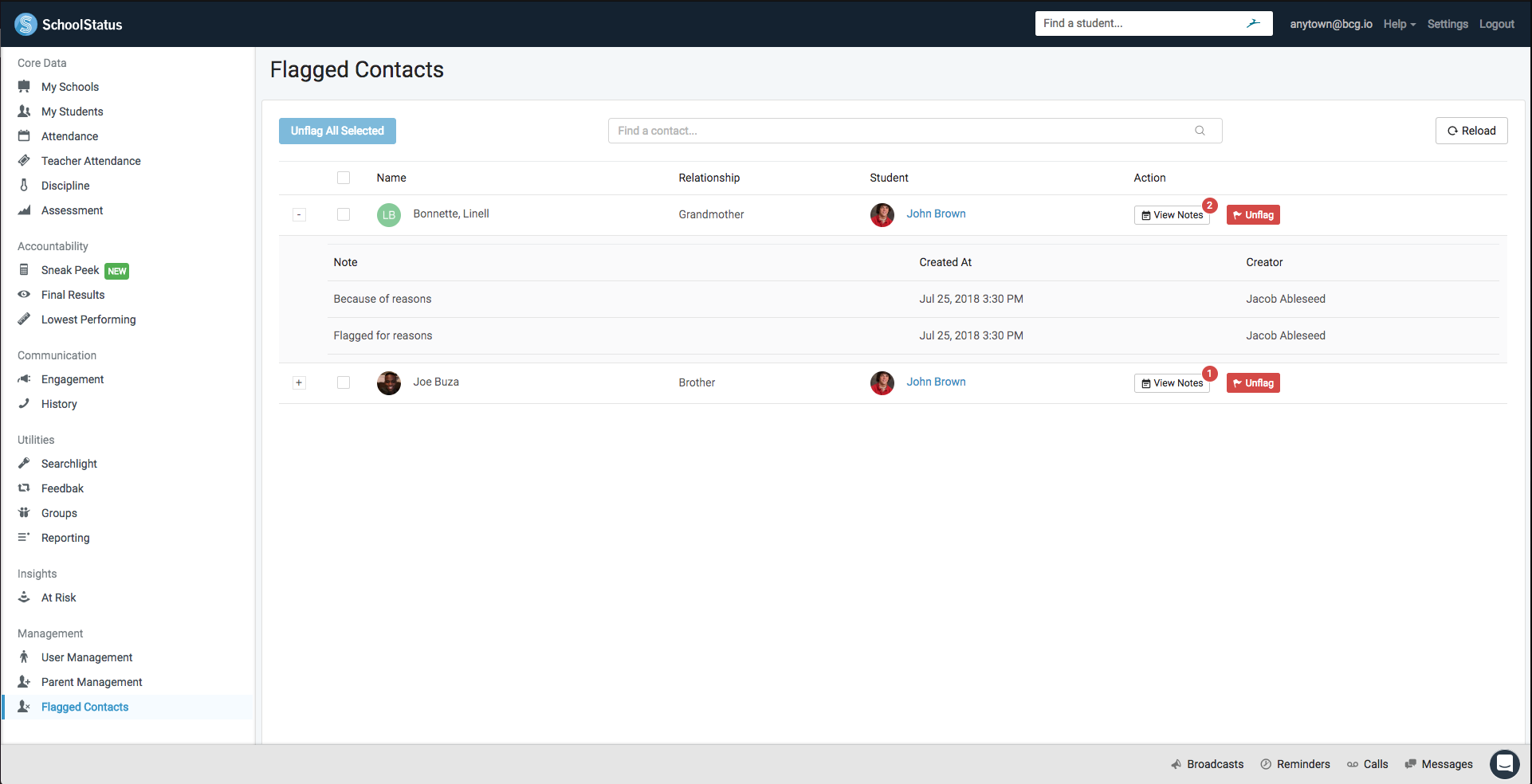 Flagged Contacts